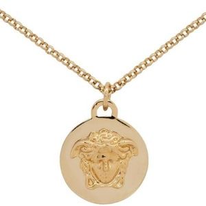 Versace Gold Tone Medusa Pendant Necklace